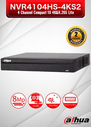 Dahua 4 Channel Compact 1U 4K & H.265 Lite Network Video Recorder / NVR4104HS-4KS2