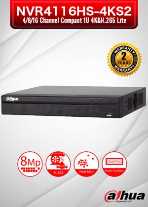 Dahua 16 Channel Compact 1U 4K&H.265 Lite Network Video Recorder / NVR4116HS-4KS2